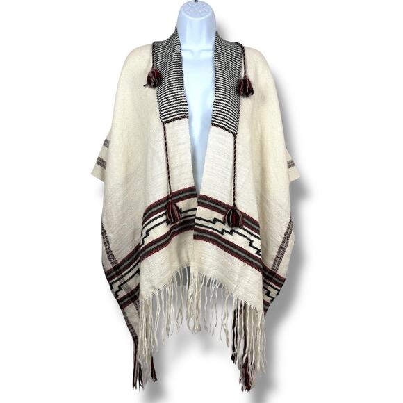 Ulla Johnson Sweater Womens O/S Sacha Ethic Tribal Print Baby Alpaca Wrap Kimono - Picture 1 of 11